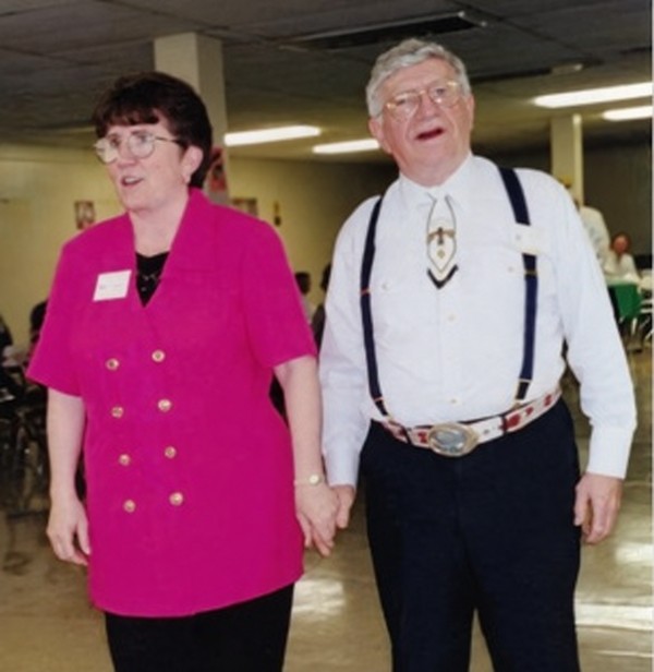 Lila Heath, on the left, and Harry Trott at a dance